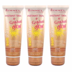 3 x Rimmel Sunshimmer Instant Tan Makeup, Light Matte 125 ml