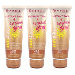 3 x Rimmel Sunshimmer Instant Tan Makeup, Light Matte 125 ml