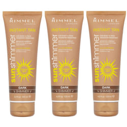 3 x Rimmel Sunshimmer Instant Tan Makeup, Dark Shimmer 125 ml