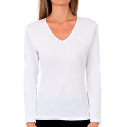 Camiseta Liberty Manga Larga Sin Costuras Para Mujer 4586 - white, L