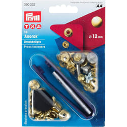 Prym 390332 Non-sew fasteners ANORAK brass 12 mm gold col