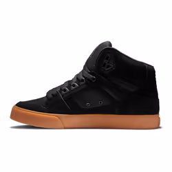 DC Pure High Top Mens Black Gum Leather Lace Up Skate Shoes Trainers - Black Gum, UK 11