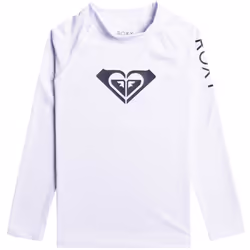 Roxy Girls Whole Hearted Long Sleeve UPF 50 Surf Rash Vest Guard T-Shirt Top Tee - 3 Yrs, White