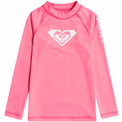 Roxy Girls Whole Hearted Long Sleeve UPF 50 Surf Rash Vest Guard T-Shirt Top Tee - 3 Yrs, Pink Guava
