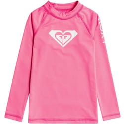Roxy Girls Whole Hearted Long Sleeve UPF 50 Surf Rash Vest Guard T-Shirt Top Tee - 3 Yrs, Pink Guava