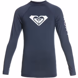 Roxy Girls Whole Hearted Long Sleeve UPF 50 Rash Vest Guard T-Shirt Top - 8 Yrs, Mood Indigo