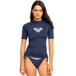 Roxy Womens Whole Hearted Short Sleeve UPF 50 Beach Surf Rash Vest Guard T-Shirt - XL, Mood Indigo