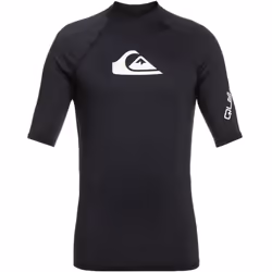 Quiksilver Boys All Time Short Sleeve UPF 50 Rash Vest Guard T-Shirt - Black - 8 Yrs, Black