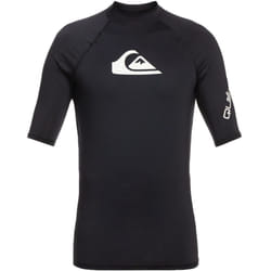 Quiksilver Boys All Time Short Sleeve UPF 50 Rash Vest Guard T-Shirt - Black - 8 Yrs, Black