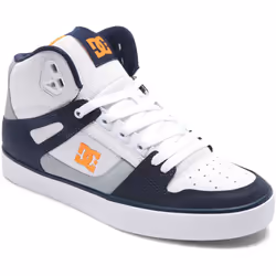 DC Pure High Top Mens Lace Up Skate Shoes Trainers - White Grey Orange, UK 9.5 / US 10.5