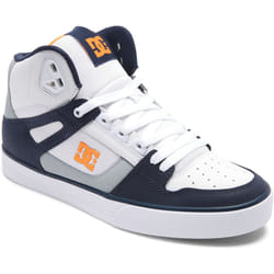 DC Pure High Top Mens Lace Up Skate Shoes Trainers - White Grey Orange, UK 9.5 / US 10.5
