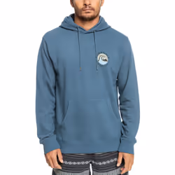 Quiksilver Mens Bubble Stamp Pullover Hooded Sweatshirt Jumper Hoody Hoodie - S, Bering Sea