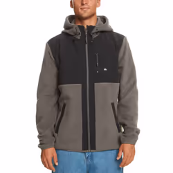 Quiksilver Mens Polar Full Zip Hooded Warm Winter Fleece Jacket - M, Iron Gate