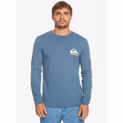 Quiksilver Mens LS Cotton Crew Neck T-Shirt ~ Omni Logo navy - M