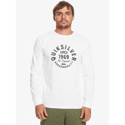 Quiksilver Mens LS Cotton Crew Neck T-Shirt ~ Circled Script white - L
