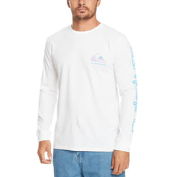 Quiksilver Mens Omni Logo Long Sleeve Crew Neck Cotton T-Shirt Top Tee - M, White