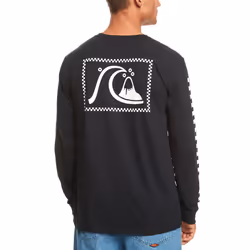 Quiksilver Mens the Original Long Sleeve Crew Neck Cotton T-Shirt Top - Black - M, Black