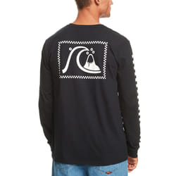 Quiksilver Mens the Original Long Sleeve Crew Neck Cotton T-Shirt Top - Black - M, Black