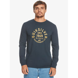 Quiksilver Mens LS Cotton Crew Neck T-Shirt ~ Circled Script navy blue - XL