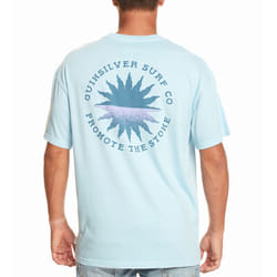 Quiksilver Mens Fading Sun Short Sleeve Crew Neck Cotton T-Shirt Top - Clear Sky - M, Clear Sky