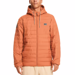Quiksilver Mens Scaley Hooded Warm Winter Padded Puffer Jacket Coat - XXL, Baked Clay