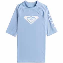 Roxy Girls Wholehearted Short Sleeve Beach Surf UPF 50 Rash Guard Vest T-Shirt - 16 Yrs, Bel Air Blue