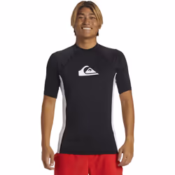 Quiksilver Mens Everyday Short Sleeve UV Protect Surf Surfing Rash Guard Vest - L, Black
