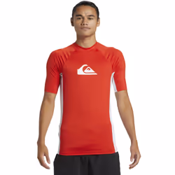 Quiksilver Mens Everyday Short Sleeve UV Protect Surf Surfing Rash Guard Vest - M, High Risk Red