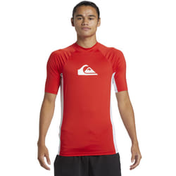 Quiksilver Mens Everyday Short Sleeve UV Protect Surf Surfing Rash Guard Vest - XXL, High Risk Red