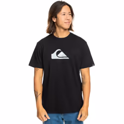 Quiksilver Mens Comp Logo Short Sleeve Crew Neck Cotton T-Shirt Top Tee - S, Black
