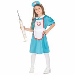 ) Girls' green nurse costume - L 10-12 years (130-140 cm