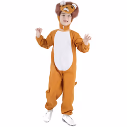 ) Children's brown and white lion costume - S 4-6 years (110-120 cm
