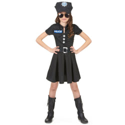 ) Girls' black dress police costume - L 10-12 years (130-140 cm
