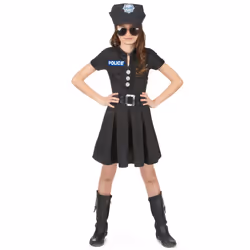 ) Girls' black dress police costume - M 7-9 years (120-130 cm