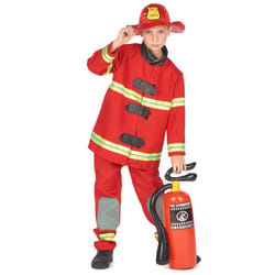 ) Children's red firefighter costume - S 4-6 years (110-120 cm
