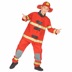 ) Children's red firefighter costume - S 4-6 years (110-120 cm