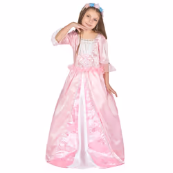 ) Princess costume with a flower crown for girls - S 4-6 years (110-120 cm