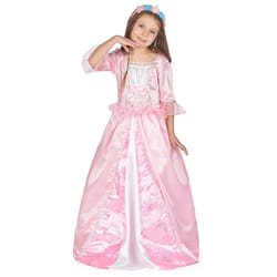 ) Princess costume with a flower crown for girls - S 4-6 years (110-120 cm