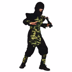 ) Boy's military ninja costume with breastplate - M 7-9 years (120-130 cm