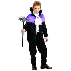 ) Boys' black and purple vampire costume - S 4-6 years (110-120 cm