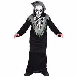 ) Boys' Reaper Skeleton Costume - L 10-12 years (130-140 cm