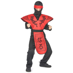 ) Boys' red dragon ninja costume - L 10-12 years (130-140 cm
