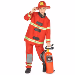 ) Children's red firefighter costume - M 7-9 years (120-130 cm