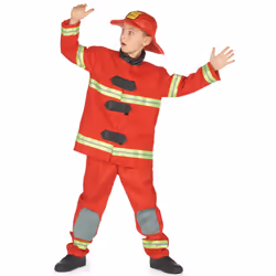 ) Children's red firefighter costume - M 7-9 years (120-130 cm