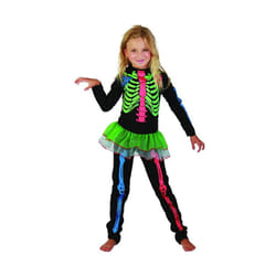 ) Colorful skeleton costume for girls - L 10-12 years (130-140 cm