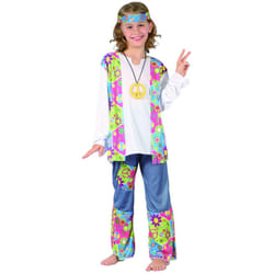 ) Hippie costume for girls with fringed vest - L 10-12 years (130-140 cm