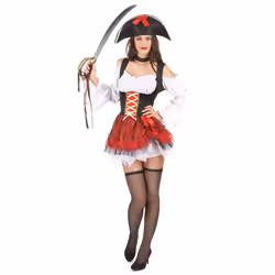 Sexy white and red pirate costume for women - S / M