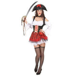 Sexy white and red pirate costume for women - S / M