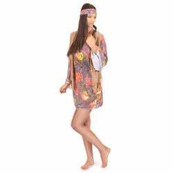 Women's red and purple hippie costume - M