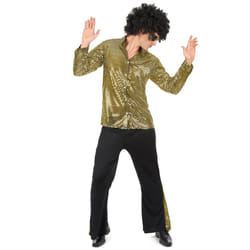 Men's gold glitter disco costume - Medium